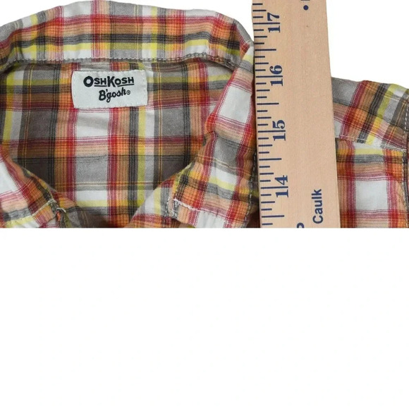 Oshkosh Plaid Flannel Shirt Boys Size S 6, Short Sleeve Button Up, Red, Blue - Picture 4 of 7